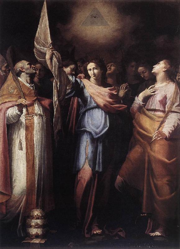 CAVAROZZI, Bartolomeo St Ursula and Her Companions with Pope Ciriacus and St Catherine of Alexandria g Sweden oil painting art